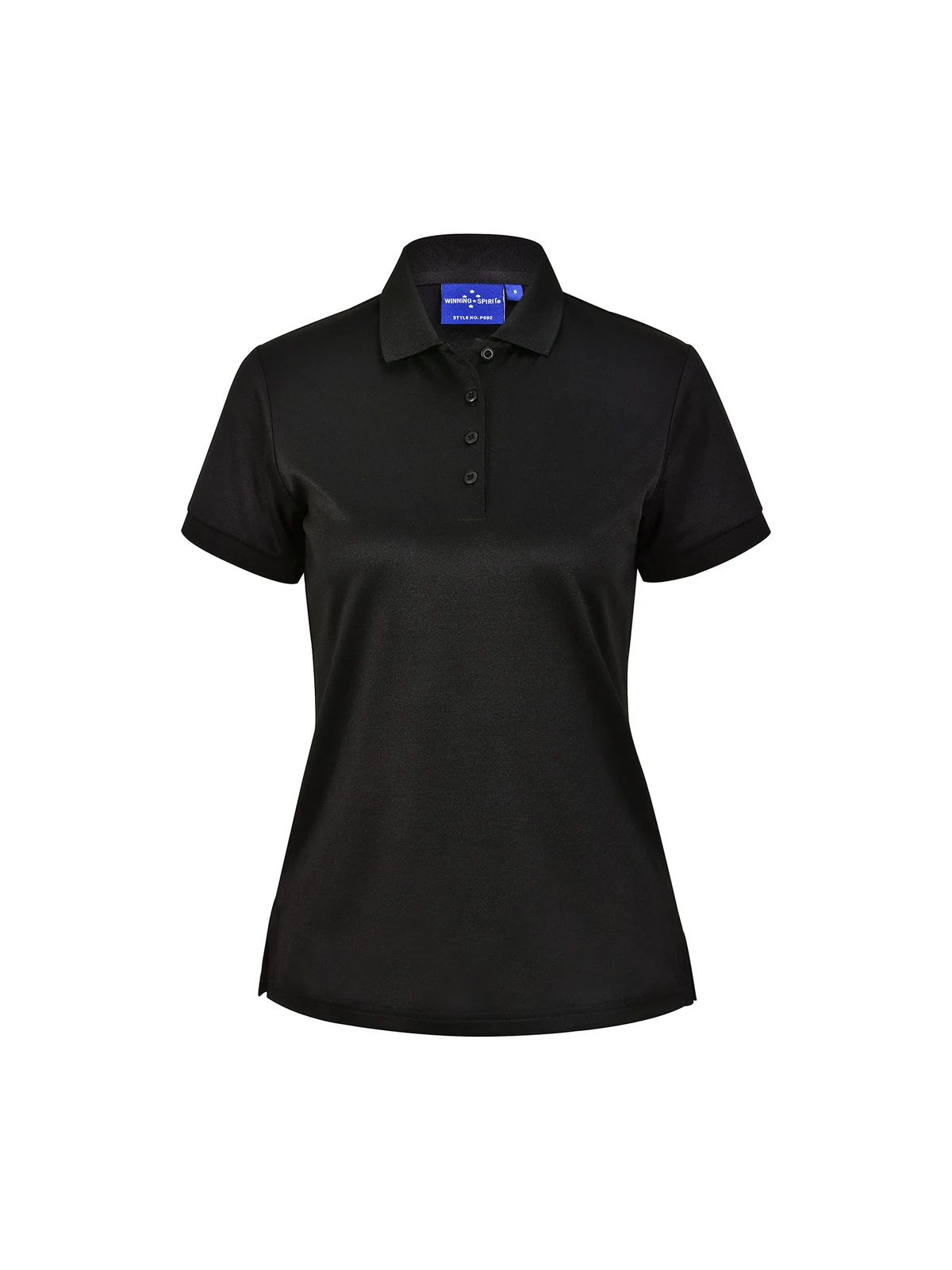 Ladies Sustainable Poly/Cotton Corporate SS Polo in Black – front view