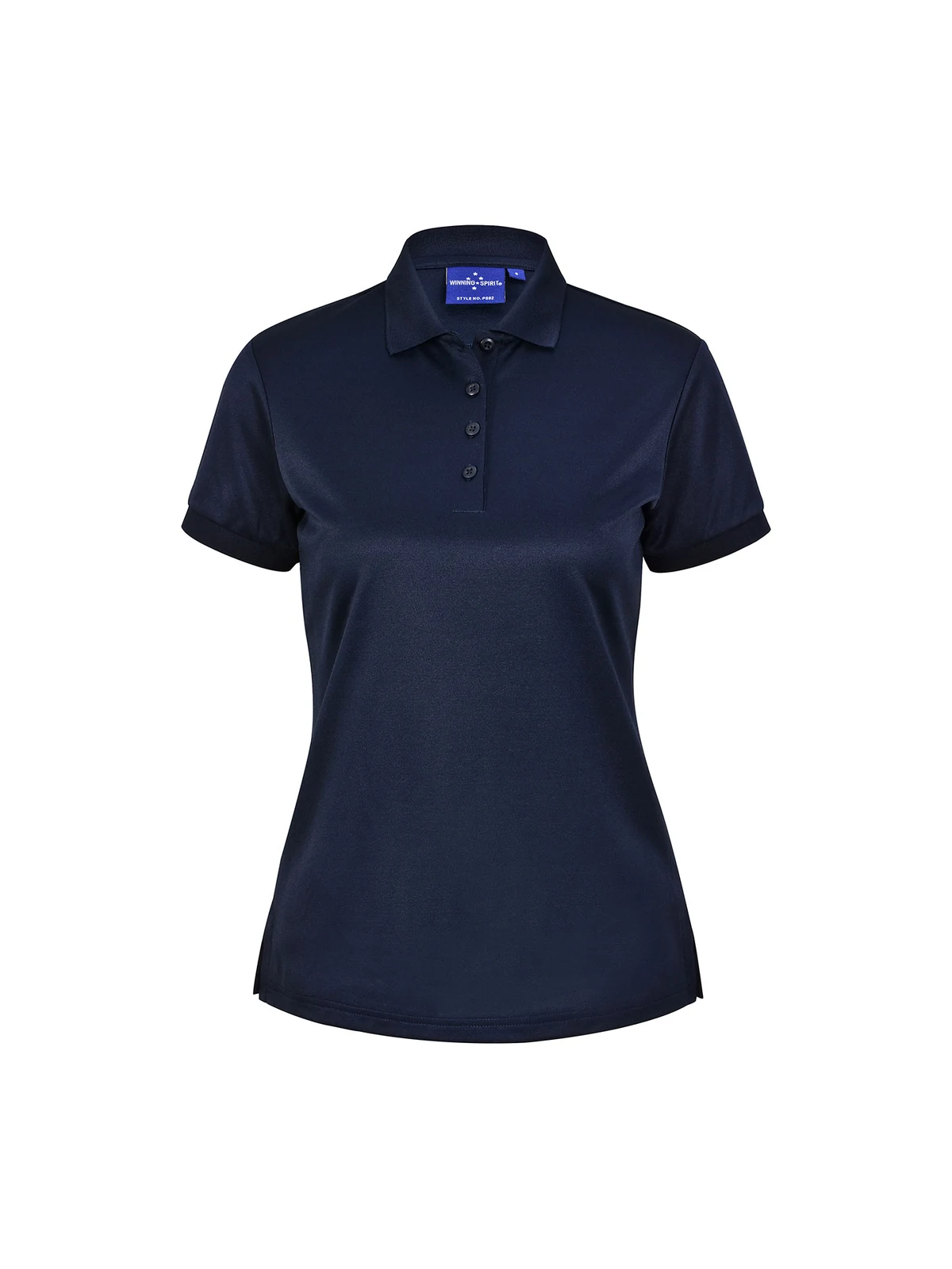 Ladies Sustainable Poly/Cotton Corporate SS Polo in Navy – front view