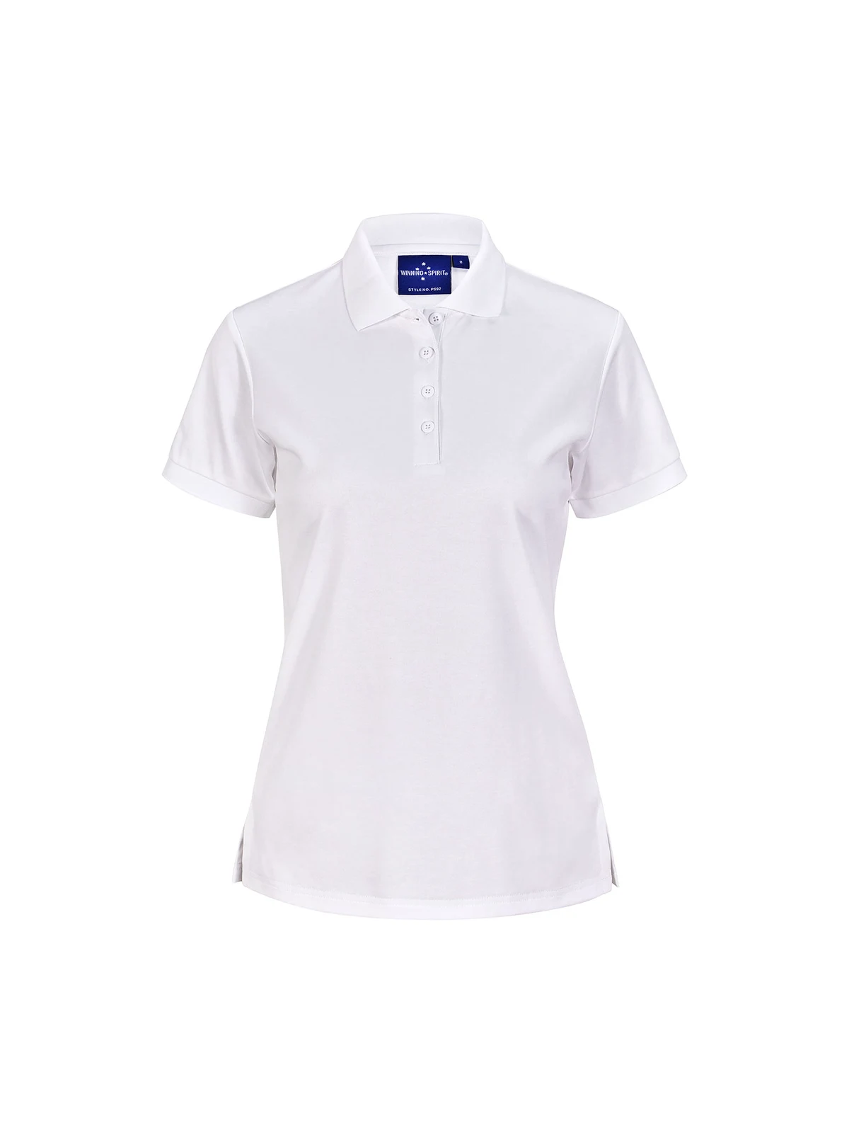 Ladies Sustainable Poly/Cotton Corporate SS Polo in White – front view