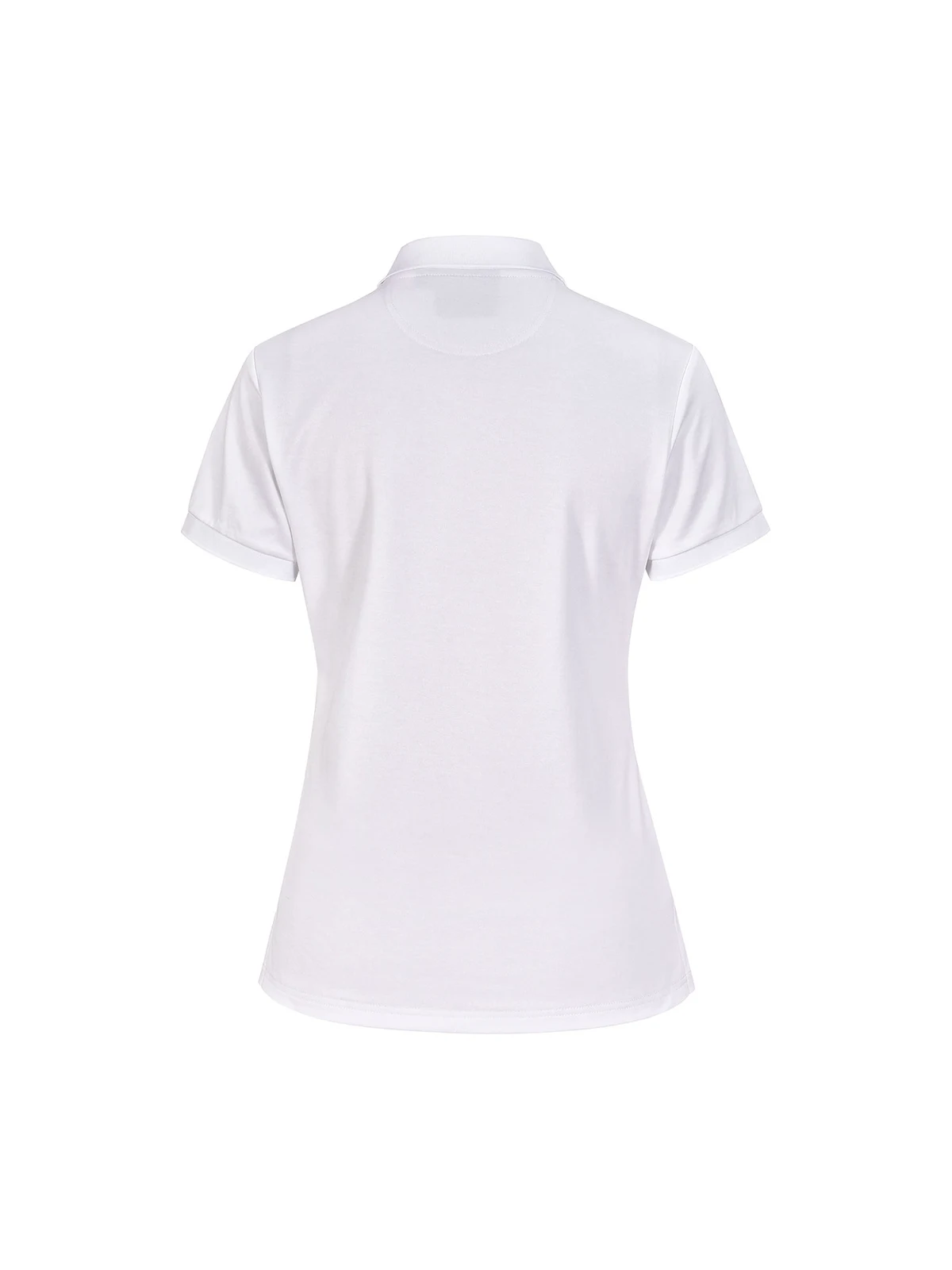 Ladies Sustainable Poly/Cotton Corporate SS Polo in White – back view