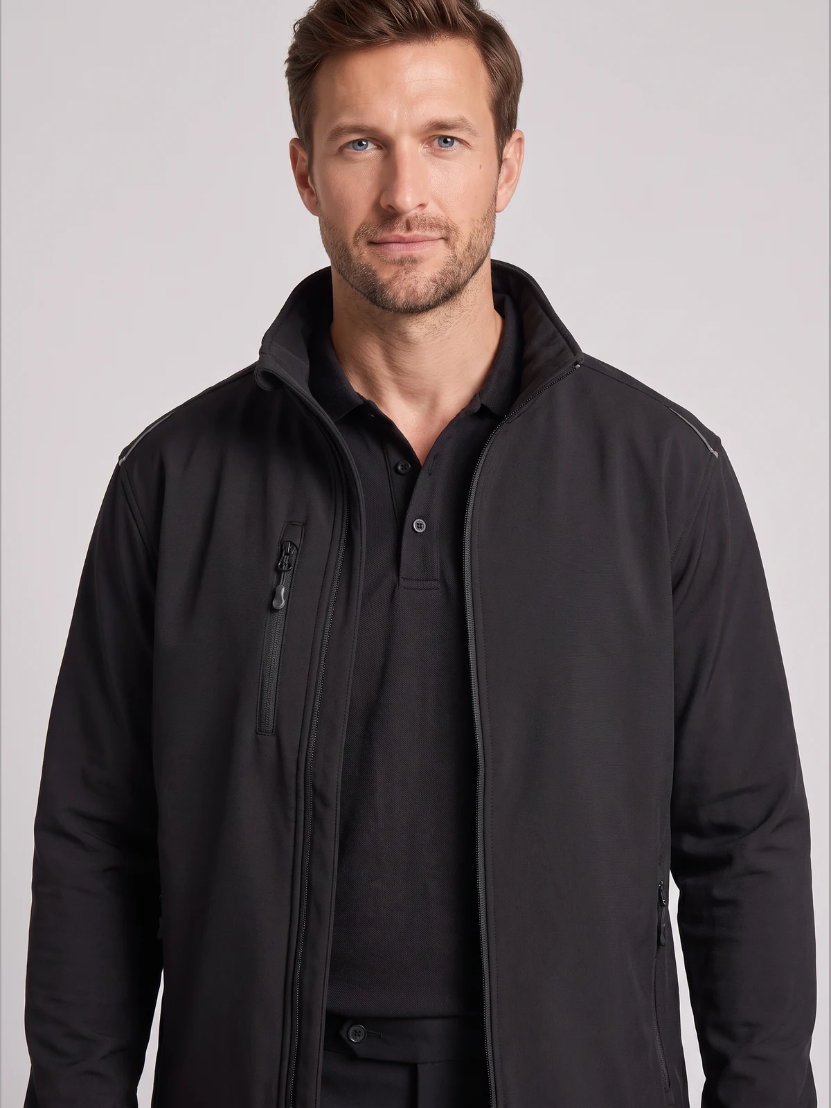 Printable Recycled 3-Layer Softshell Jacket – close-up detail