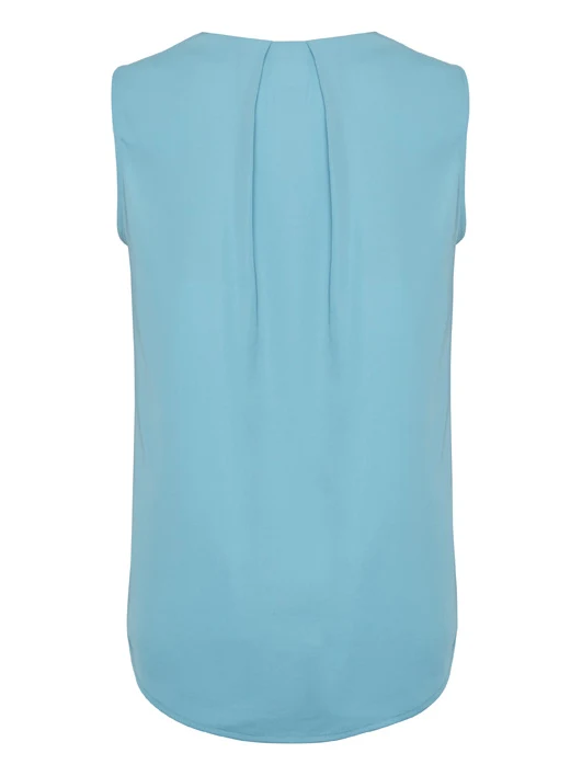 Women's Estelle Pleat Blouse in Aqua – back view