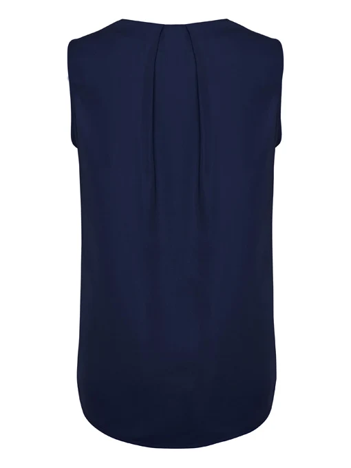Women's Estelle Pleat Blouse in Navy – back view