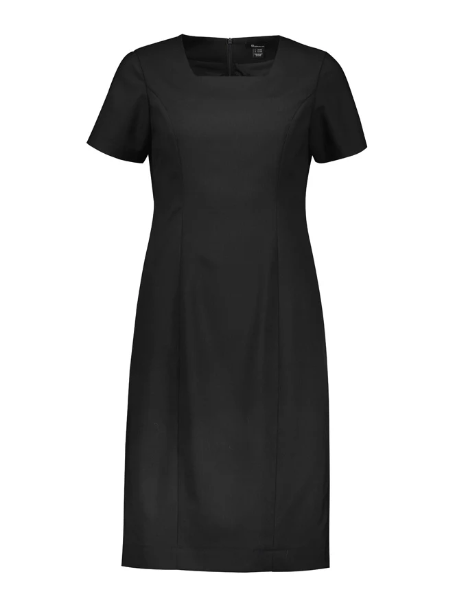 Renew Women's Short Sleeve Dress in Pencil Black – front view