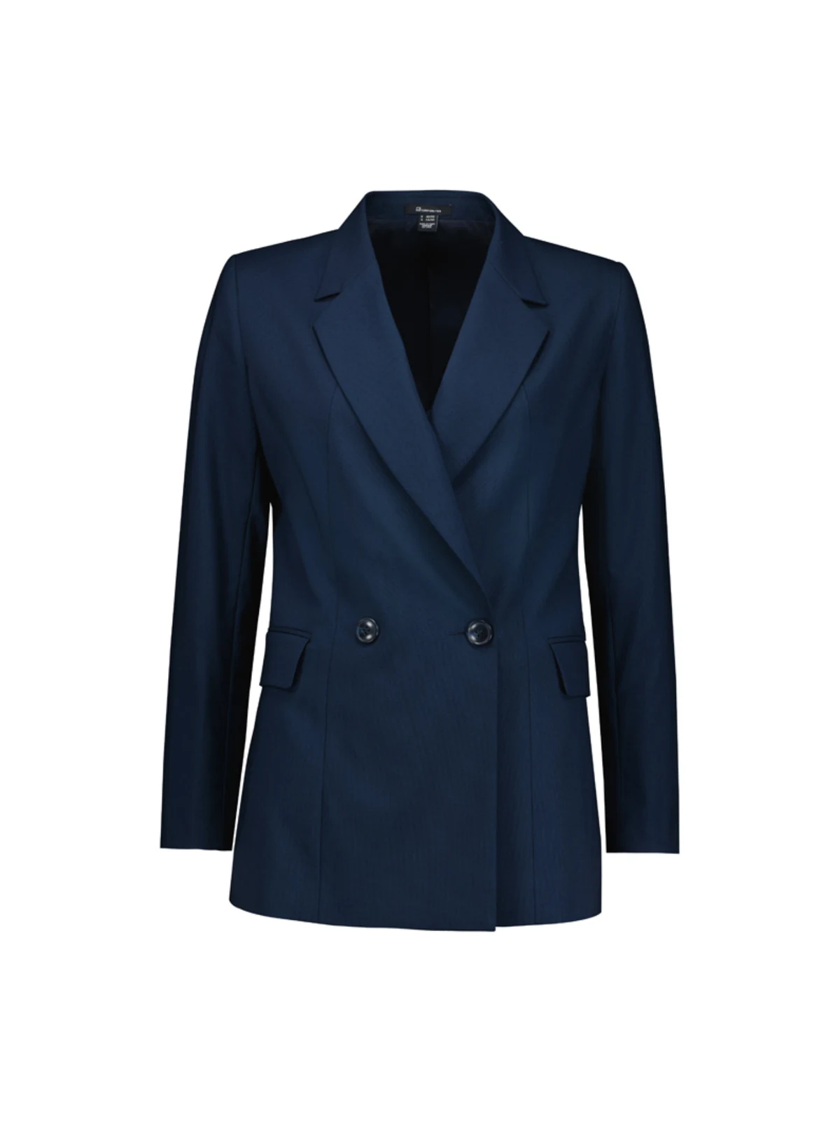 Renew Women's Double Breasted Longline Jacket in Navy Dusk – front view