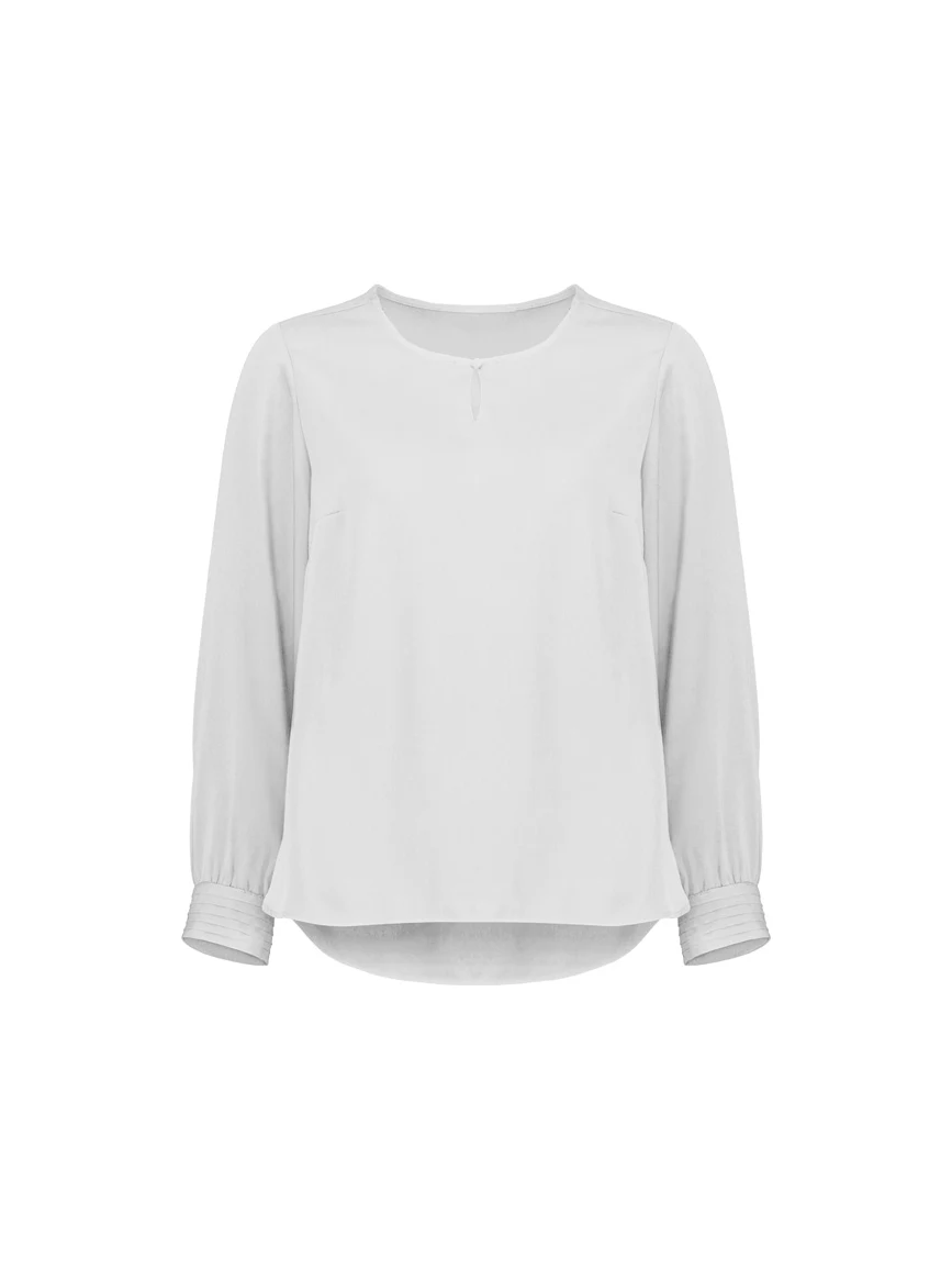 Women's Evelyn Long Sleeve Blouse in Ivory – front view