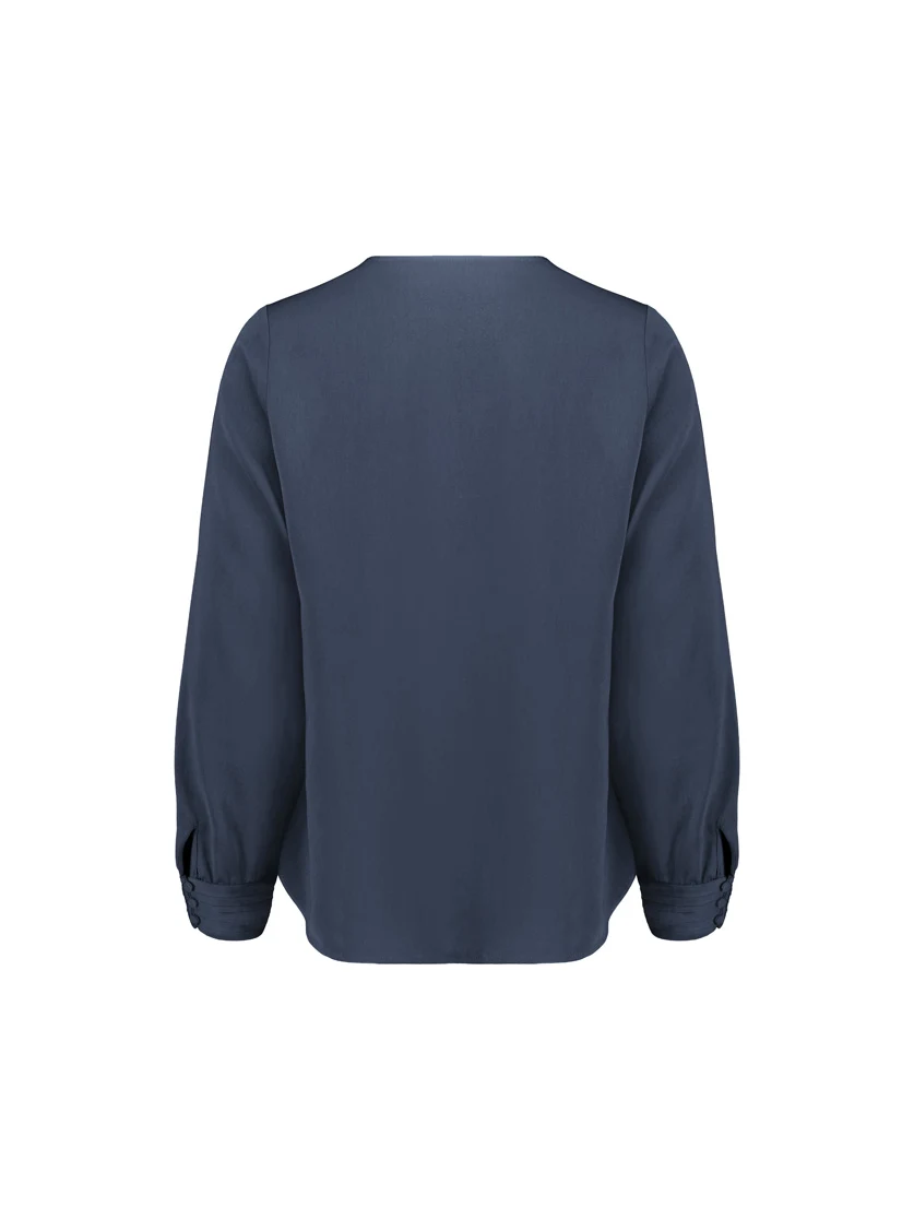 Women's Evelyn Long Sleeve Blouse in Mineral Blue – back view