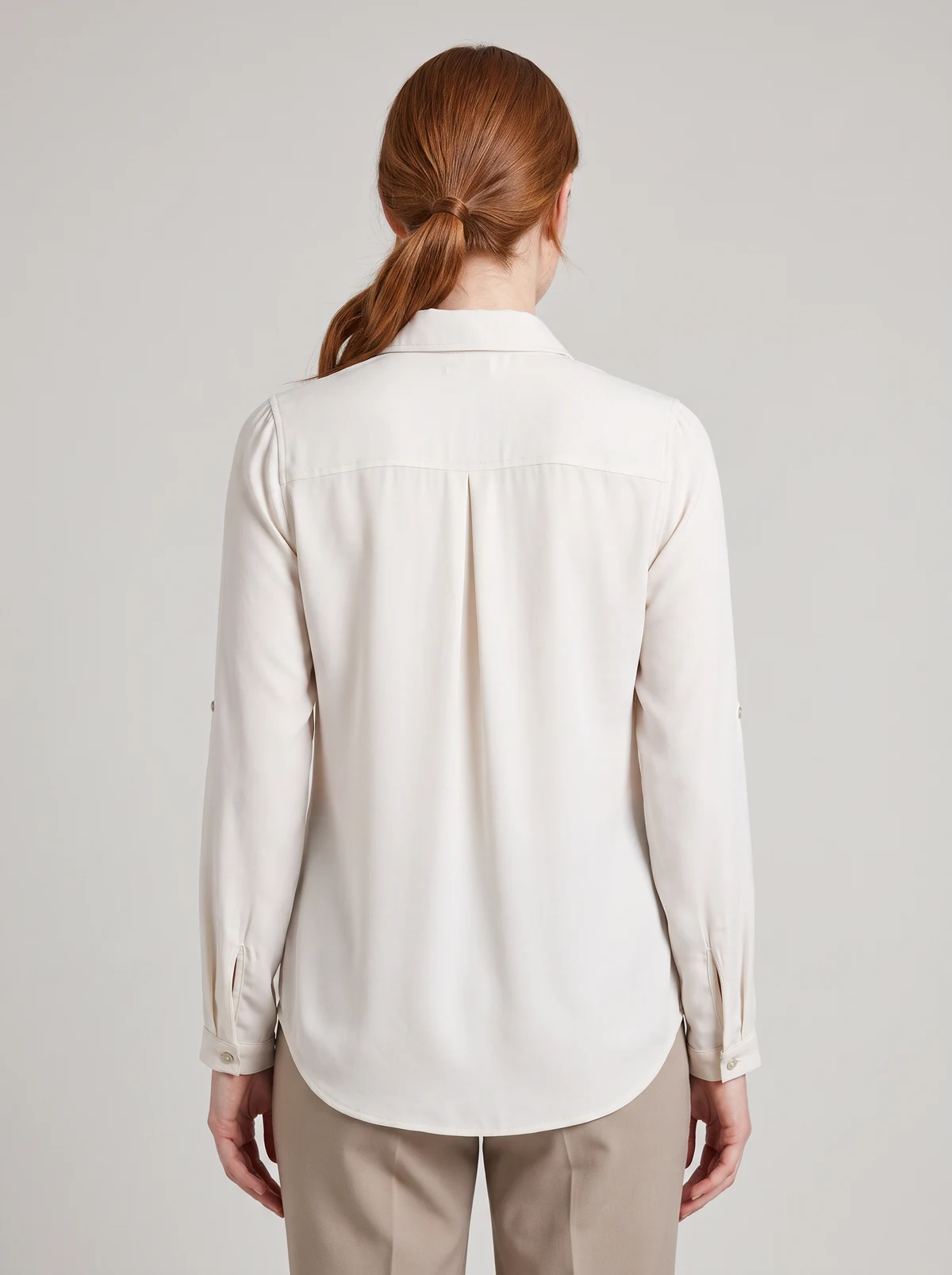 Ladies Madison Long Sleeve Blouse in Ivory – back view