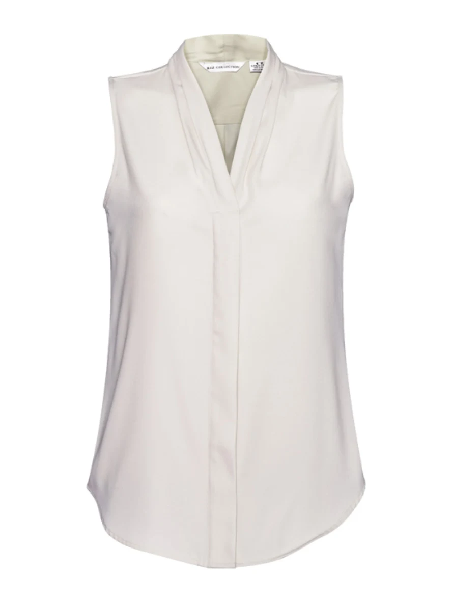 Ladies Madison Sleeveless Top in Ivory – front view