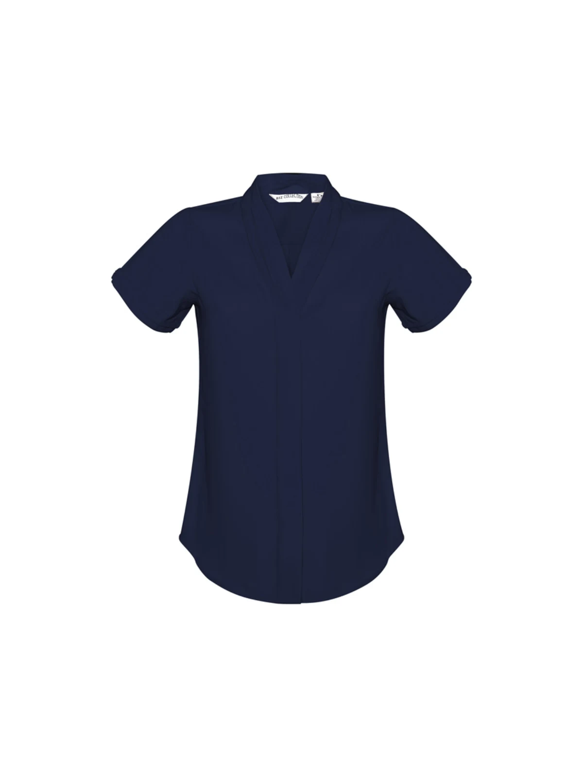 Ladies Madison Short Sleeve Shirt in Midnight Blue – front view