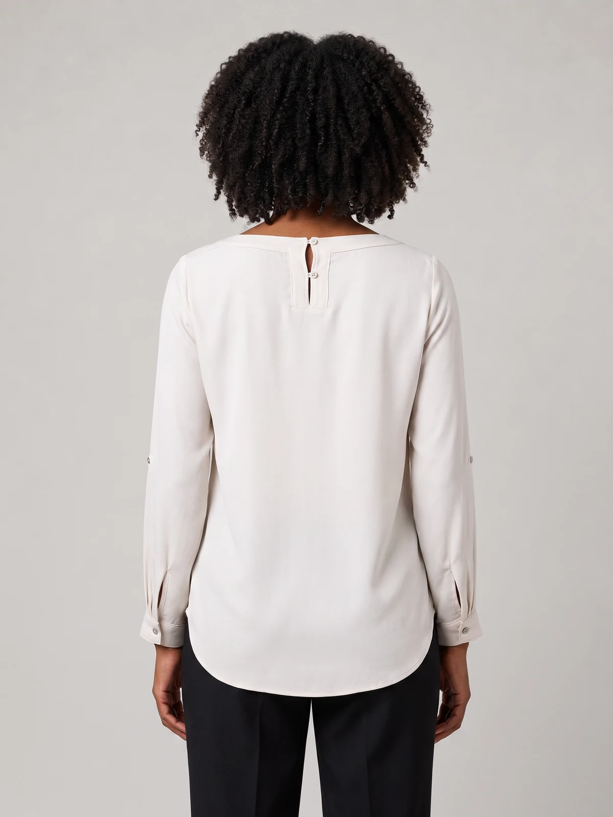 Ladies Madison Boatneck Blouse in Ivory – back view