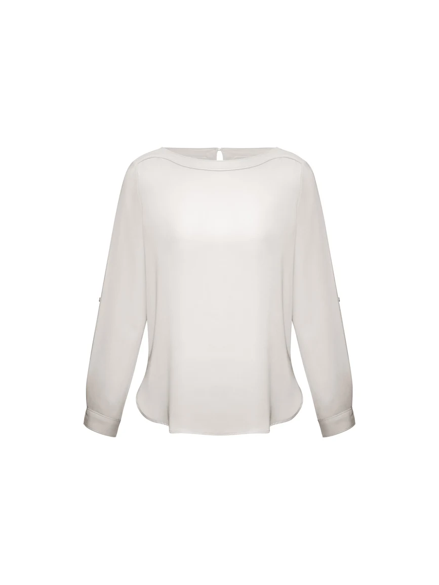 Ladies Madison Boatneck Blouse in Ivory – front view