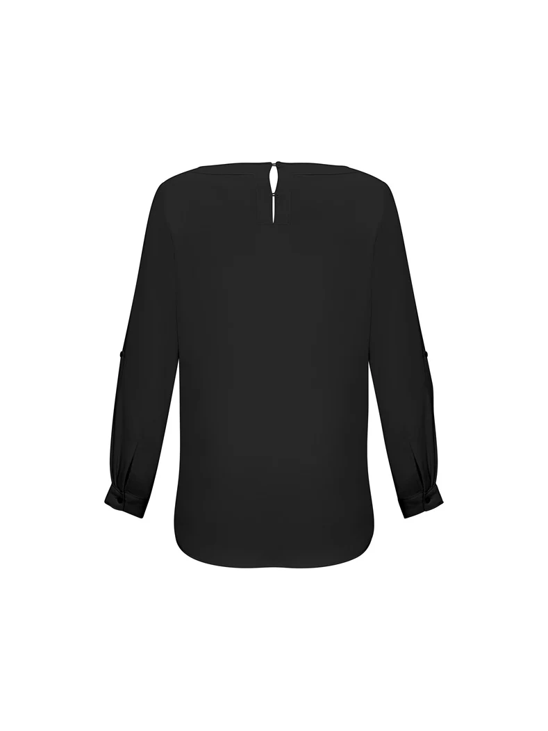 Ladies Madison Boatneck Blouse in Black – back view