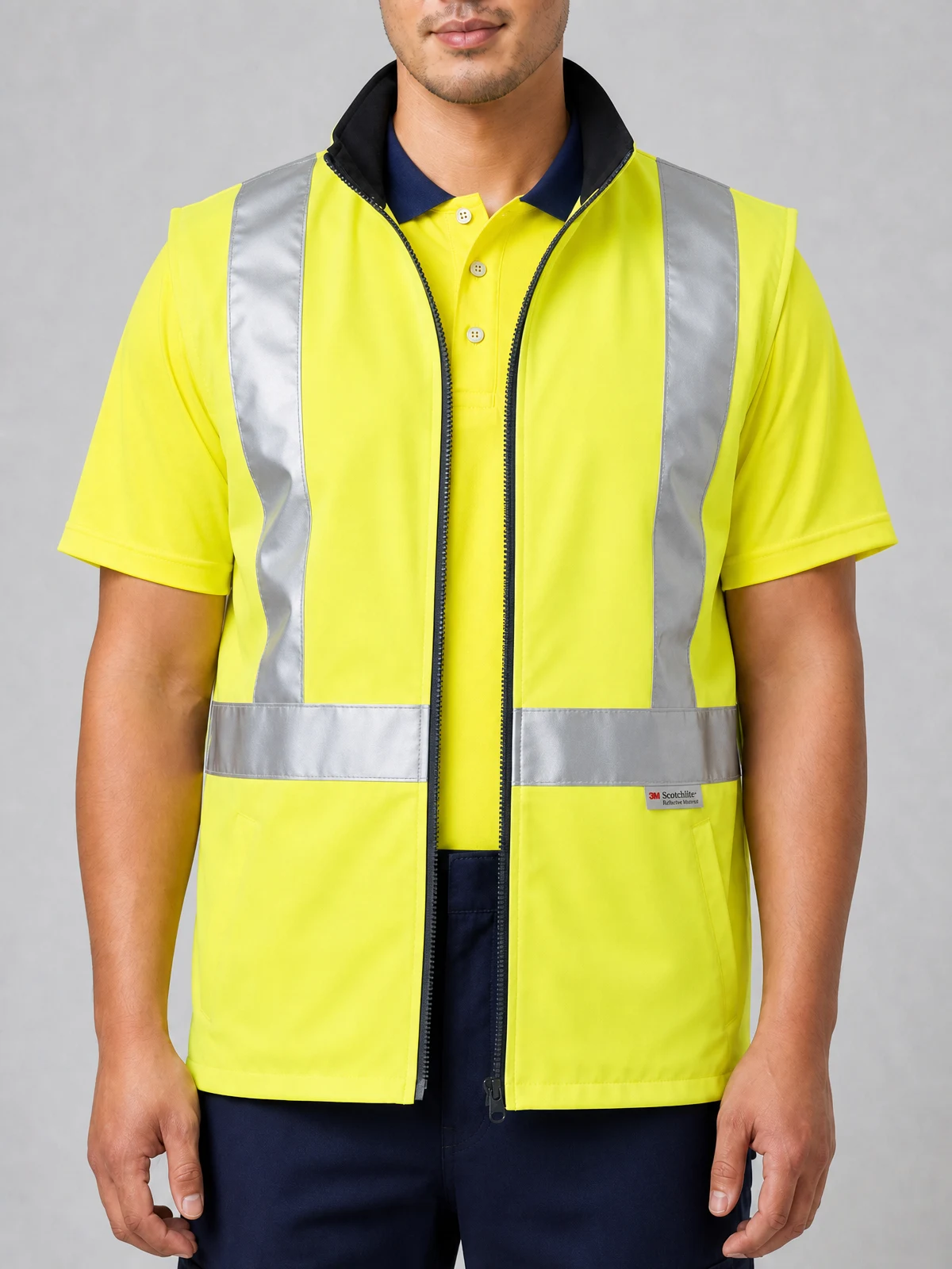 Hi-Vis Reversible Safety Vest With 3m Tapes – close-up detail