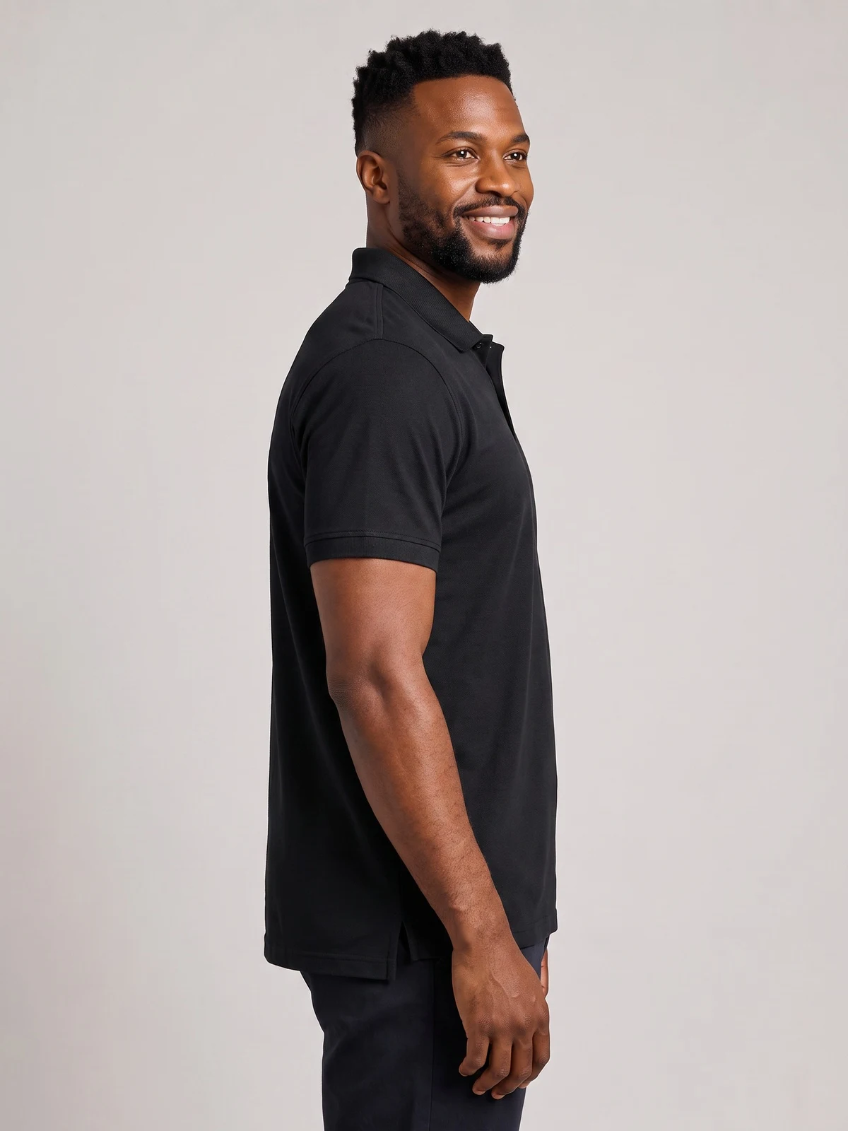 Men's Signature Polo in Black – side view