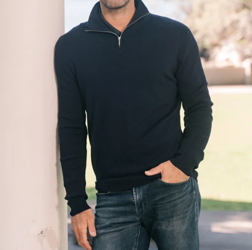 Men's 1/4 Zip Pullover in Navy