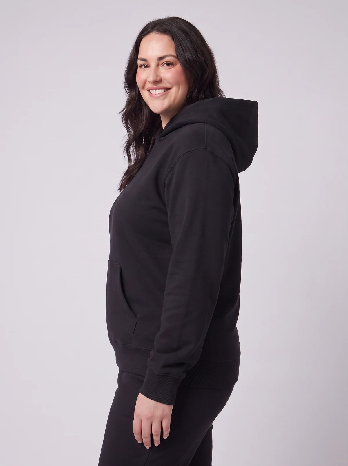 Signature Hoodie in Black – side view