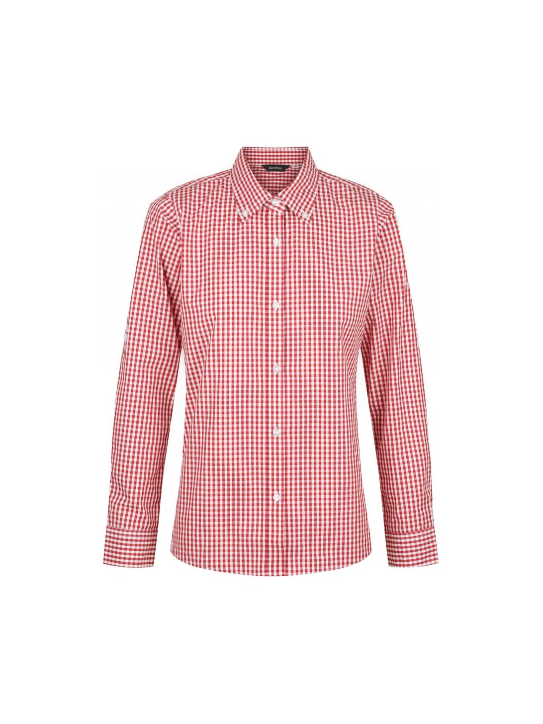 Ladies Miller Long Sleeve Shirt in Red/White – front view