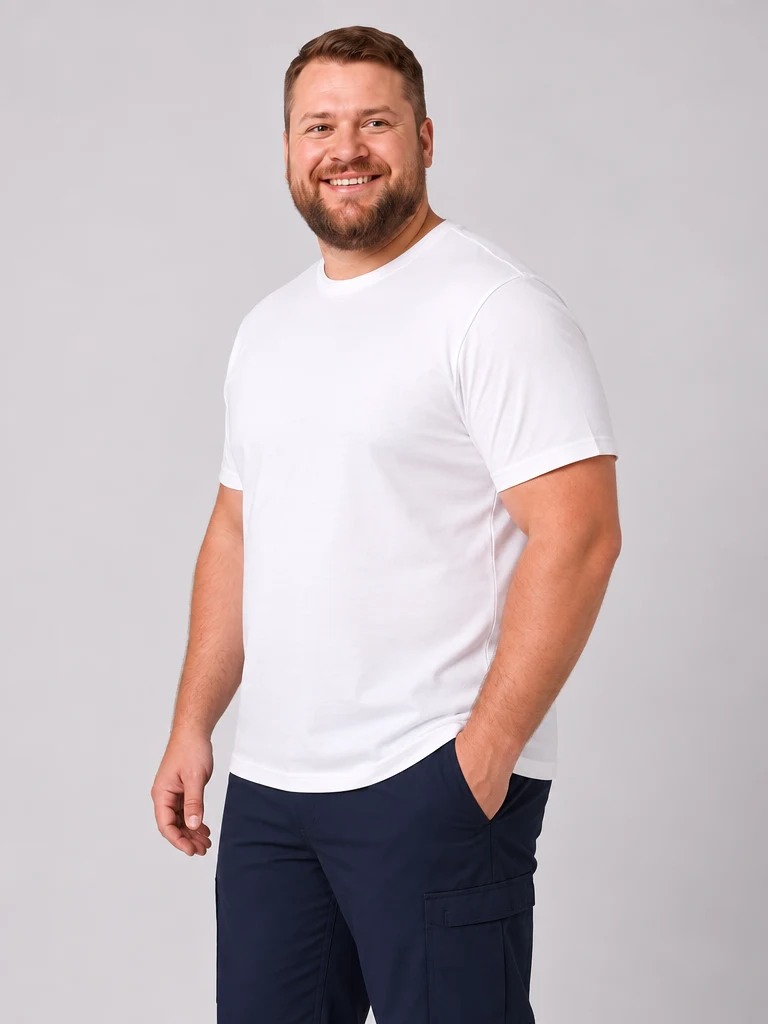 Basis Short Sleeve Tee Men's in White – side view