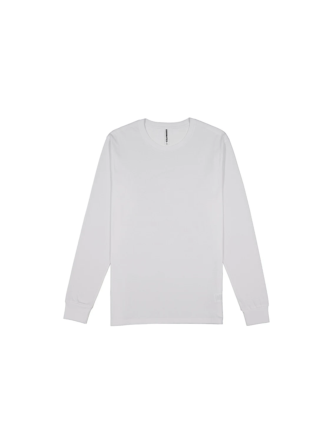 Men's Basis Long Sleeve Tee in White – front view