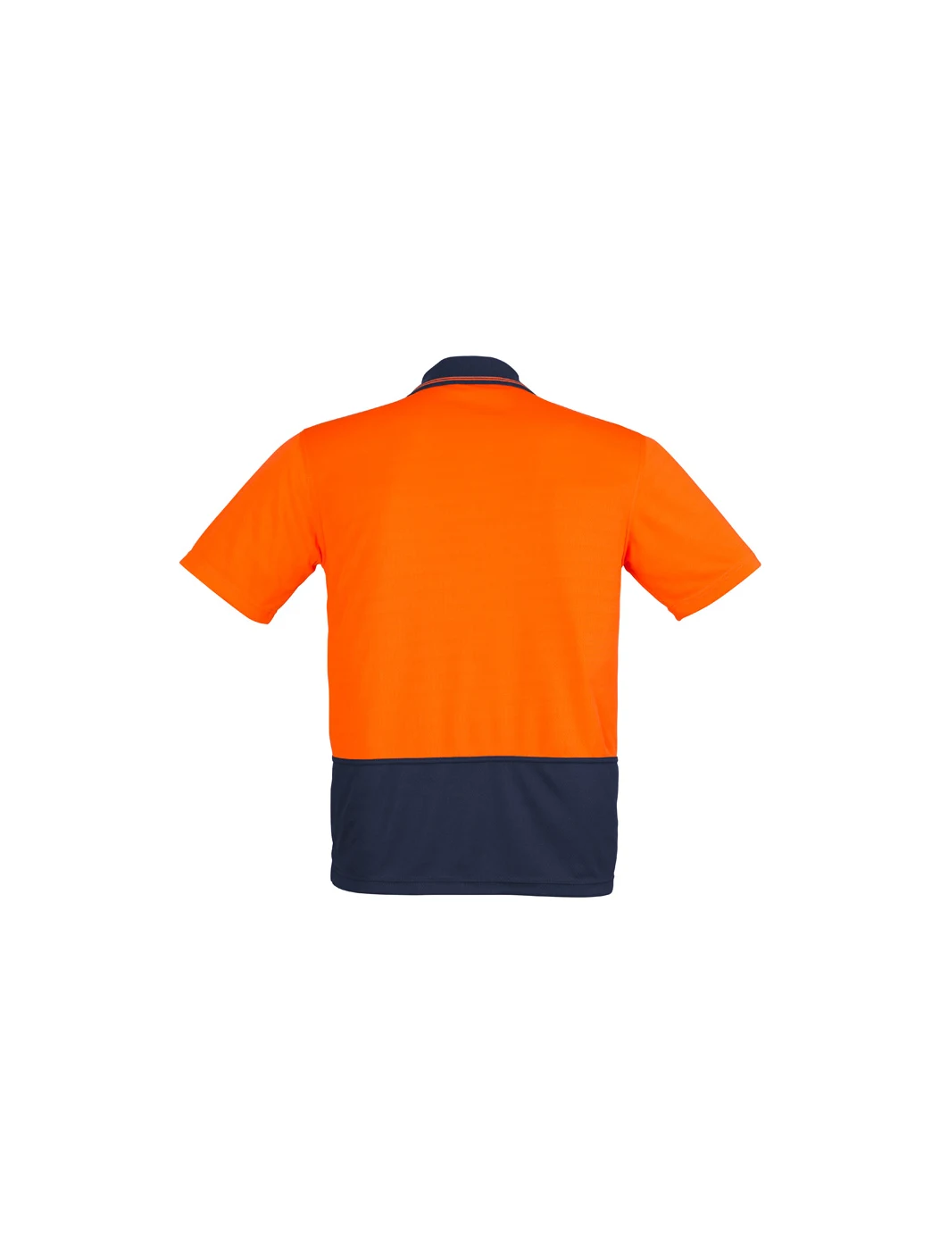 Men's Comfort Back S/S Polo in Orange/Navy – back view
