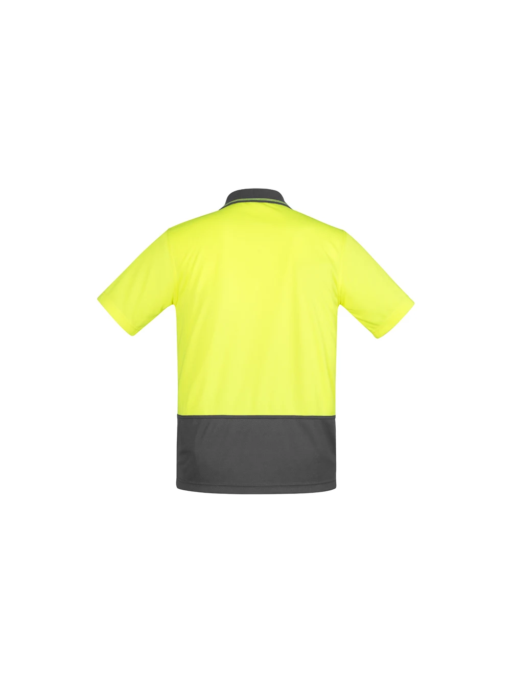 Men's Comfort Back S/S Polo in Yellow/Charcoal – back view