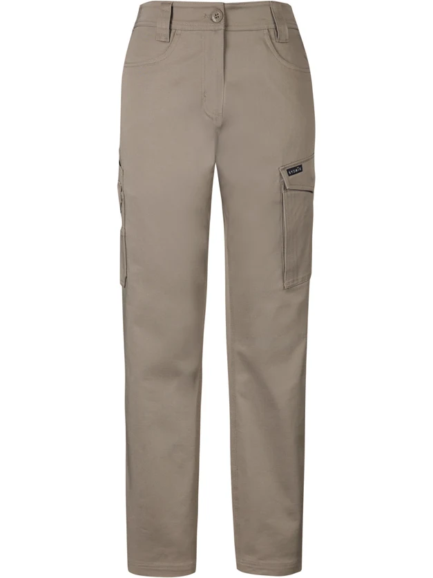 Women's Essential Basic Stretch Cargo Pant in Khaki – front view