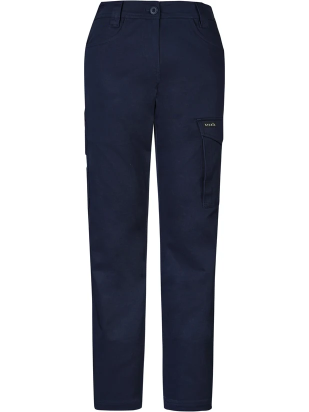 Women's Essential Basic Stretch Cargo Pant in Navy – front view