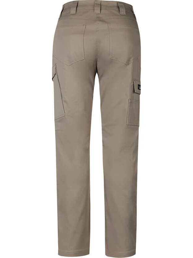 Women's Essential Basic Stretch Cargo Pant in Khaki – back view