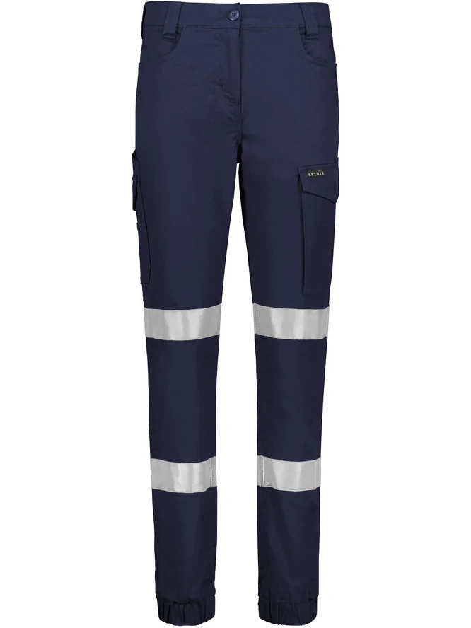 Women's Essential Stretch Taped Cargo Pant - Cuffed in Navy – front view