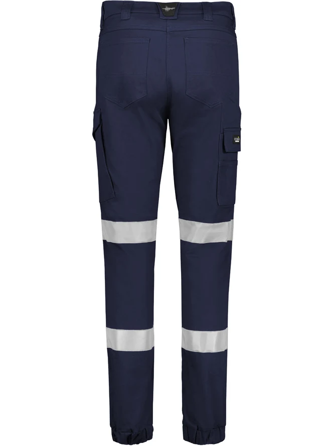 Women's Essential Stretch Taped Cargo Pant - Cuffed in Navy – back view
