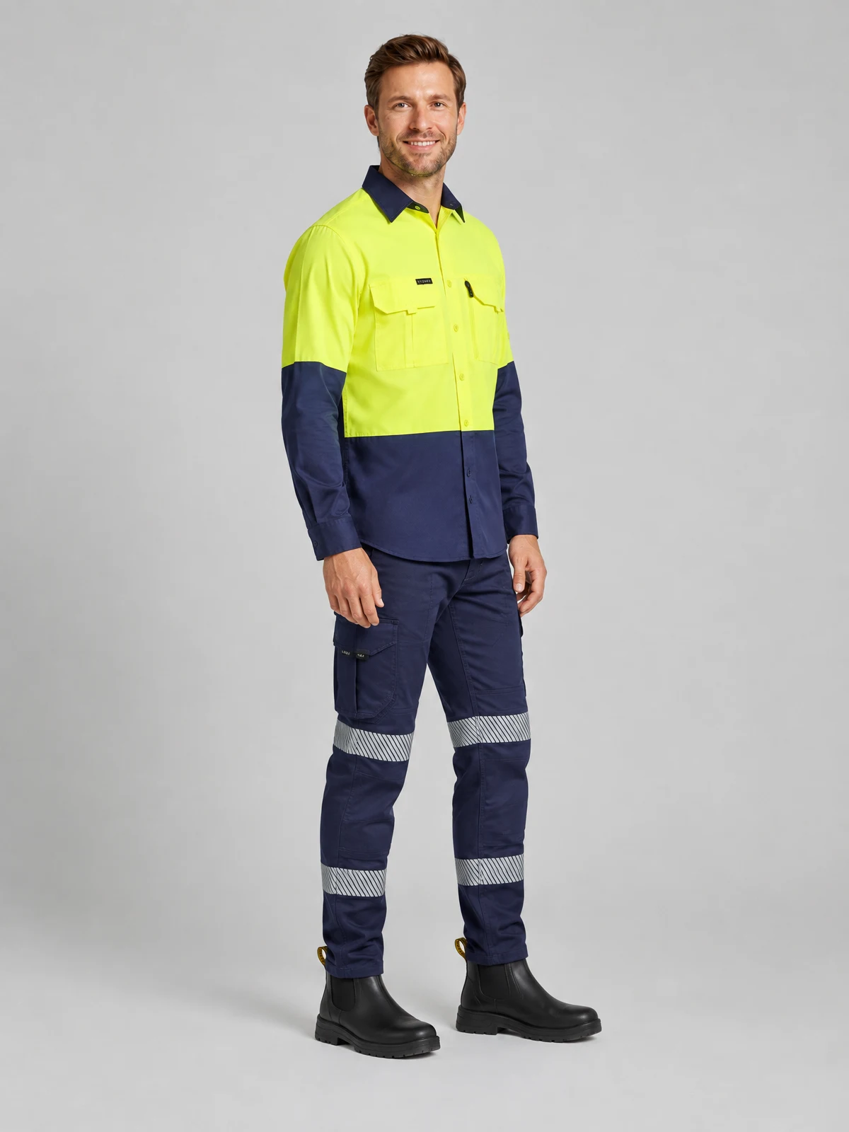 Men's Rugged Cooling Stretch Segmented Taped Pant in Navy – side view