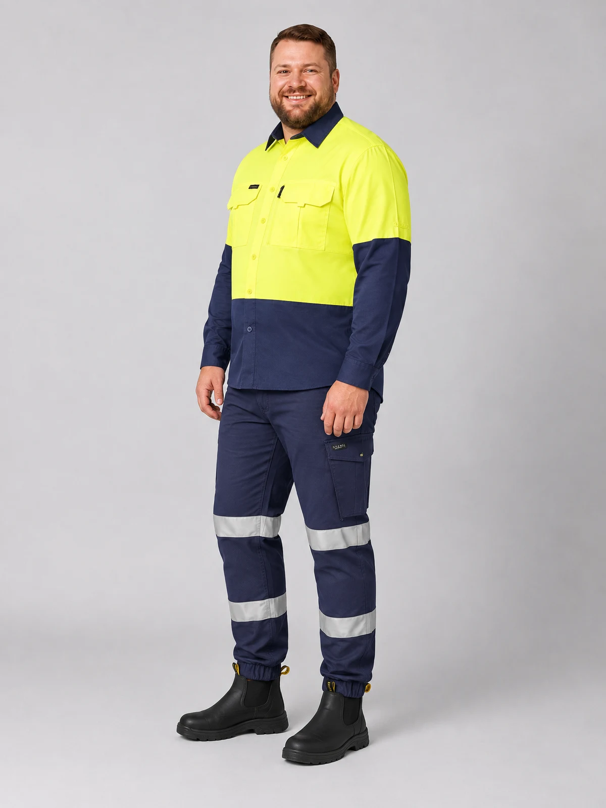 Men's Essential Stretch Taped Cargo Pant - Cuffed in Navy – side view