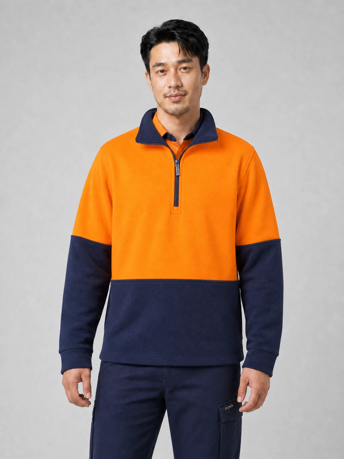 Hi Vis Half Zip Polar Fleece Jumper – front view