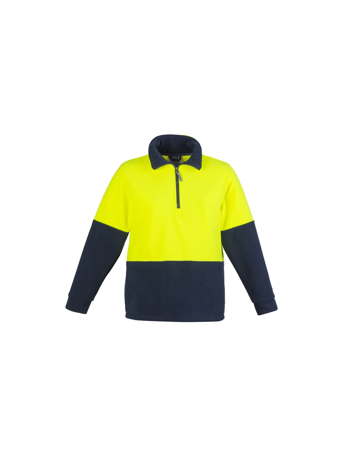 Hi Vis Half Zip Polar Fleece Jumper in Yellow/Navy – front view