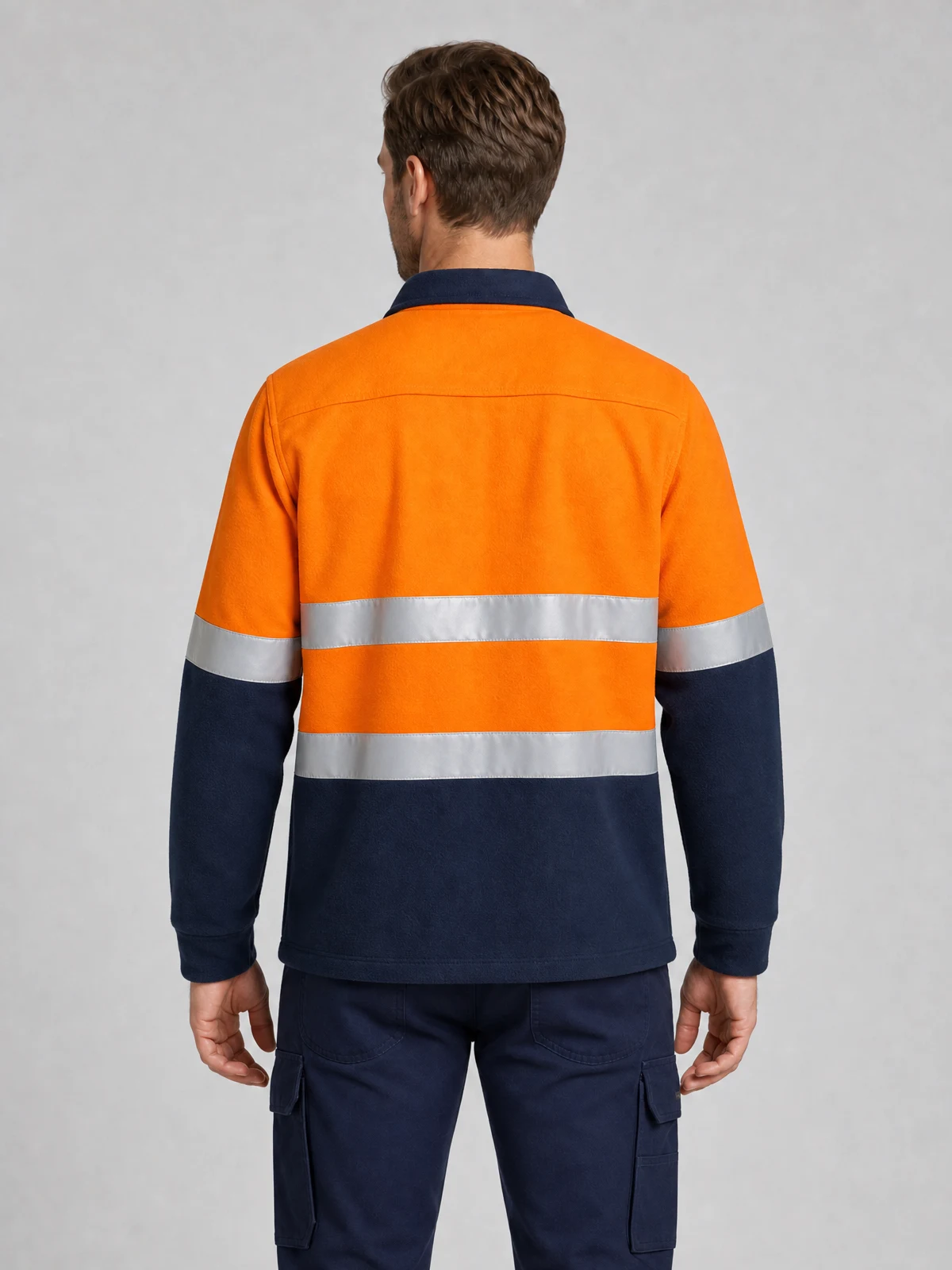 Hi Vis Polar Fleece Jumper - Hoop Taped – back view