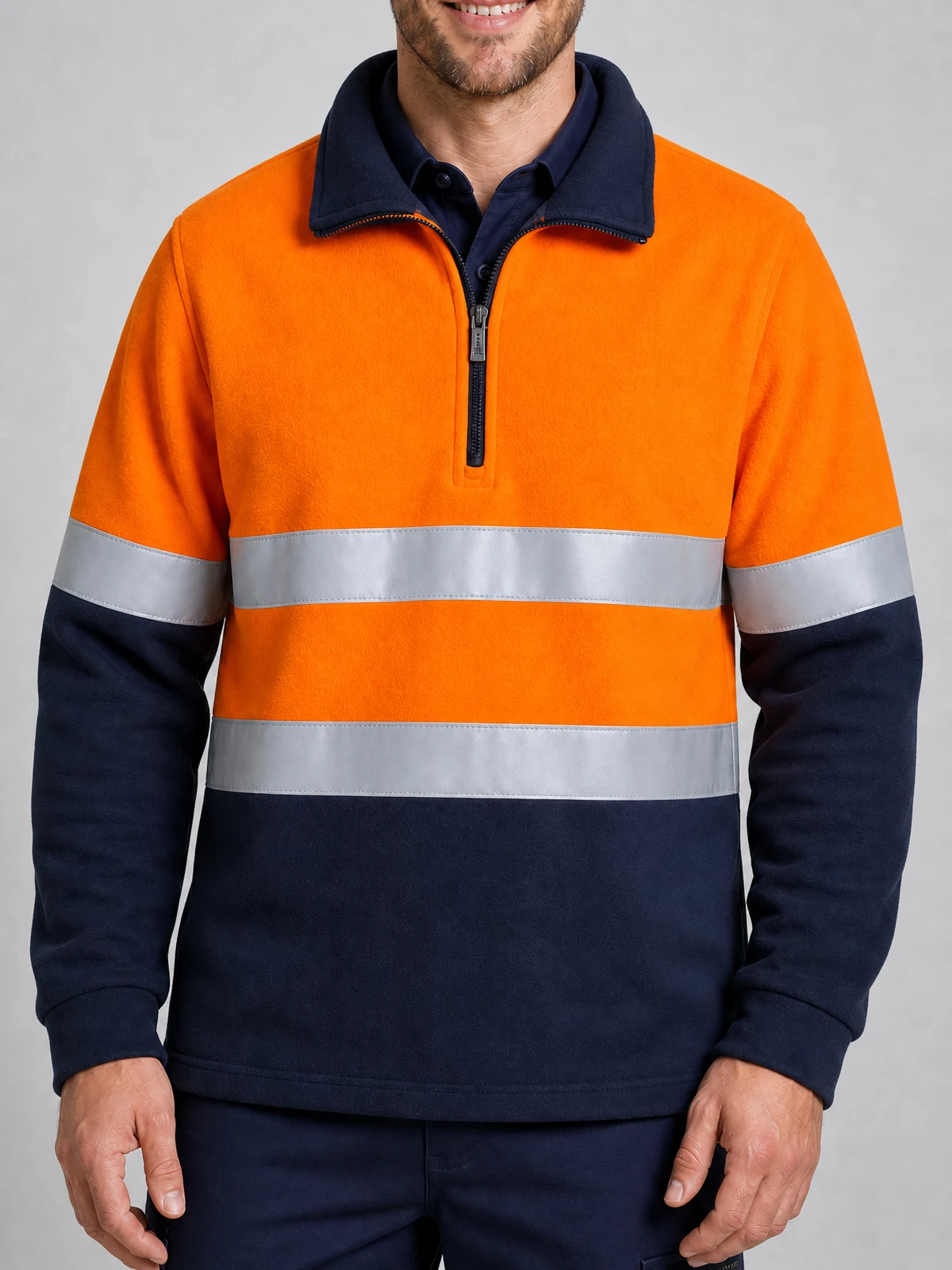 Hi Vis Polar Fleece Jumper - Hoop Taped – close-up detail