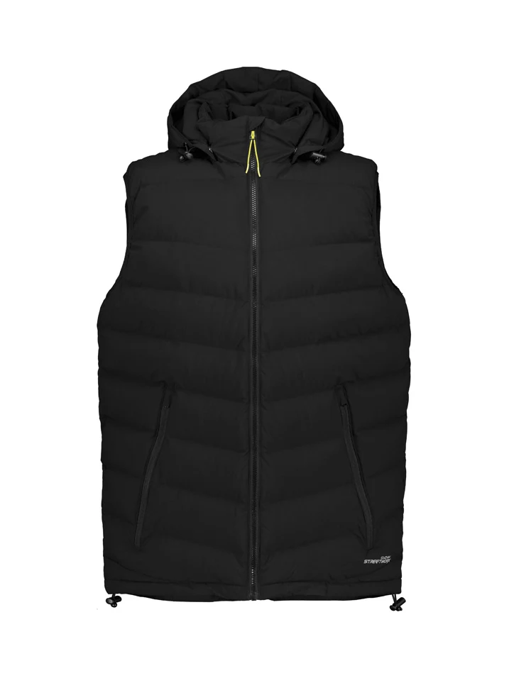 Unisex Streetworx Hooded Puffer Vest in Black – front view