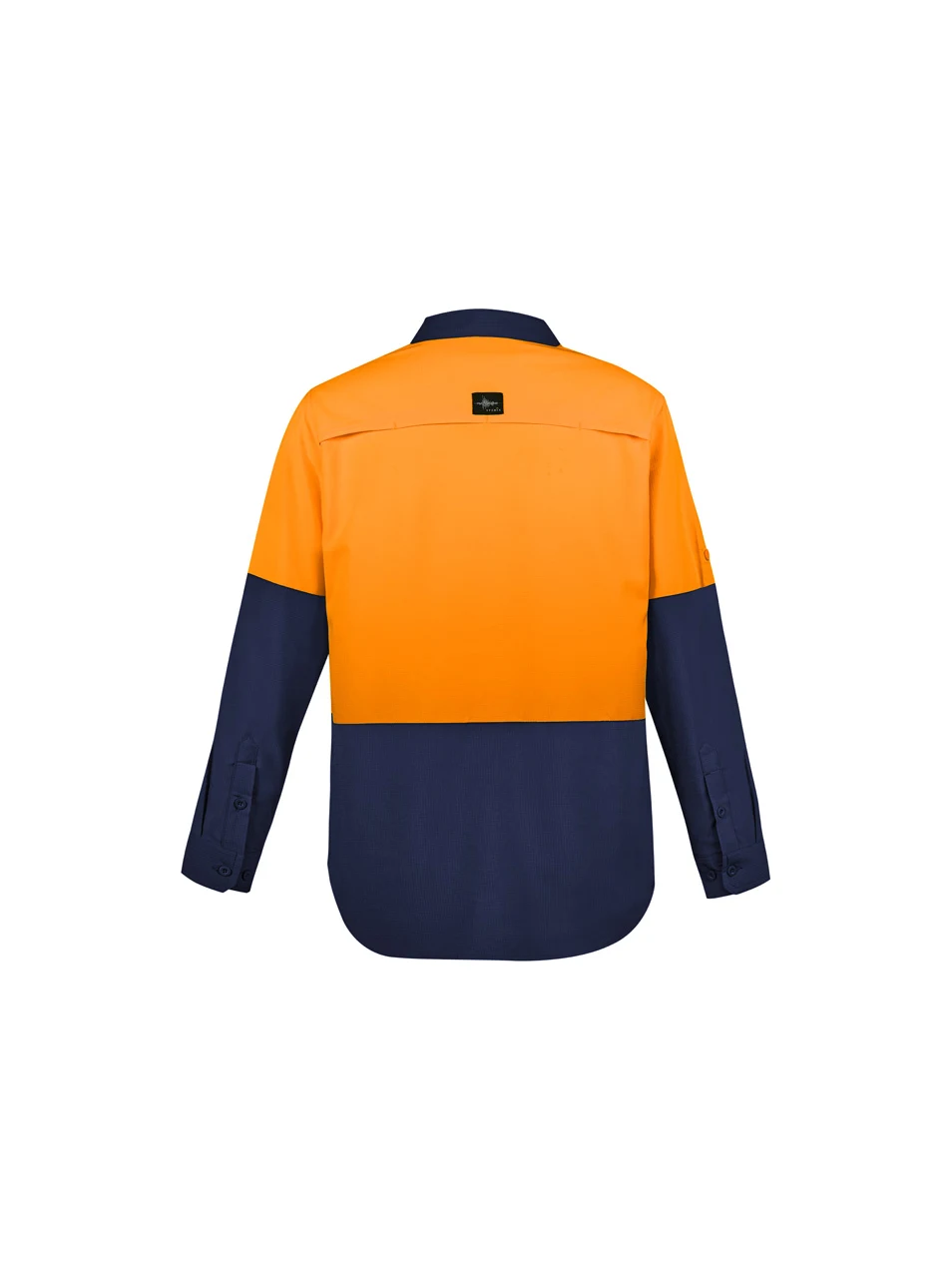 Men's Hi Vis Outdoor L/S Shirt in Orange/Navy – back view