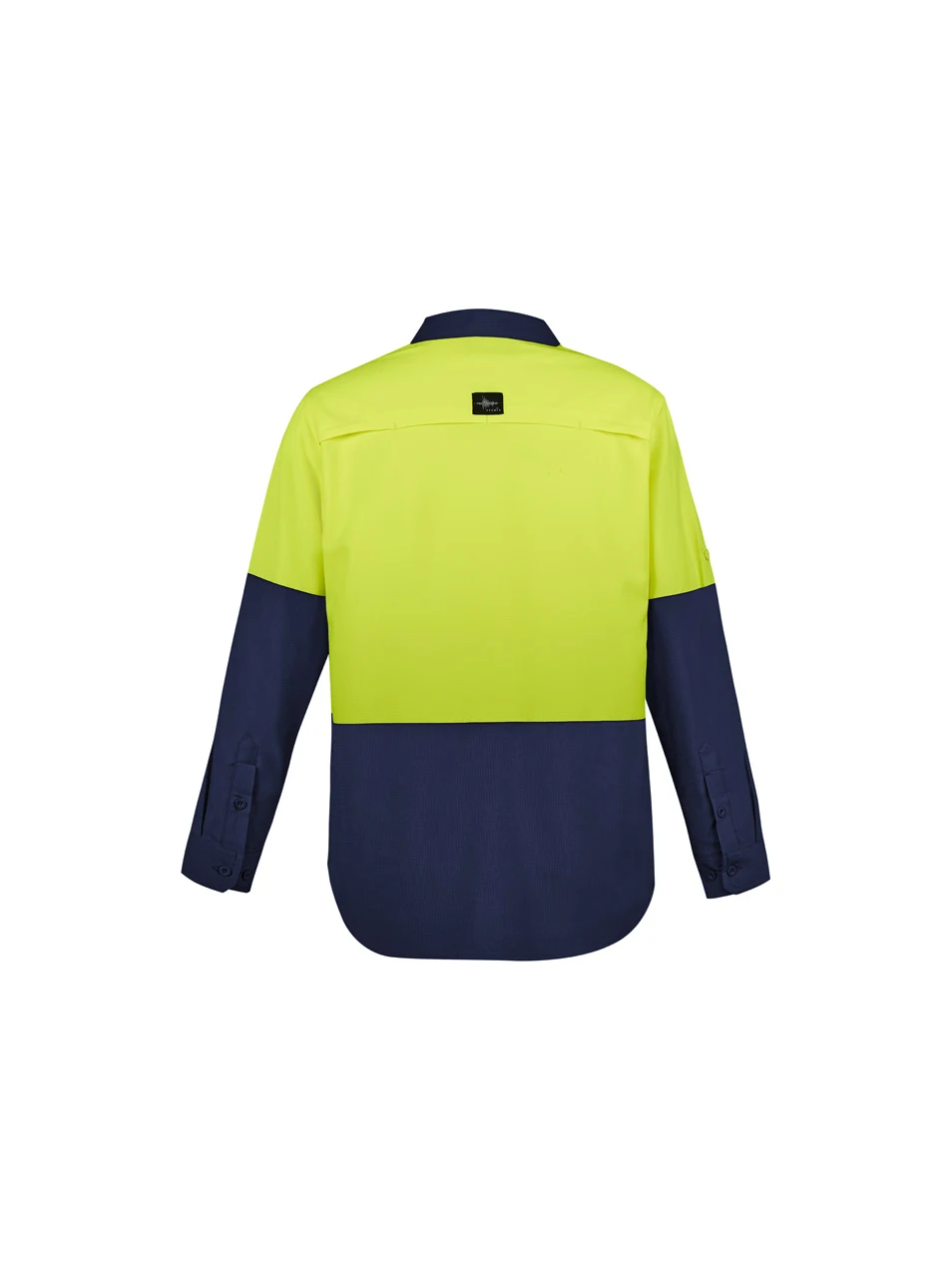 Men's Hi Vis Outdoor L/S Shirt in Yellow/Navy – back view
