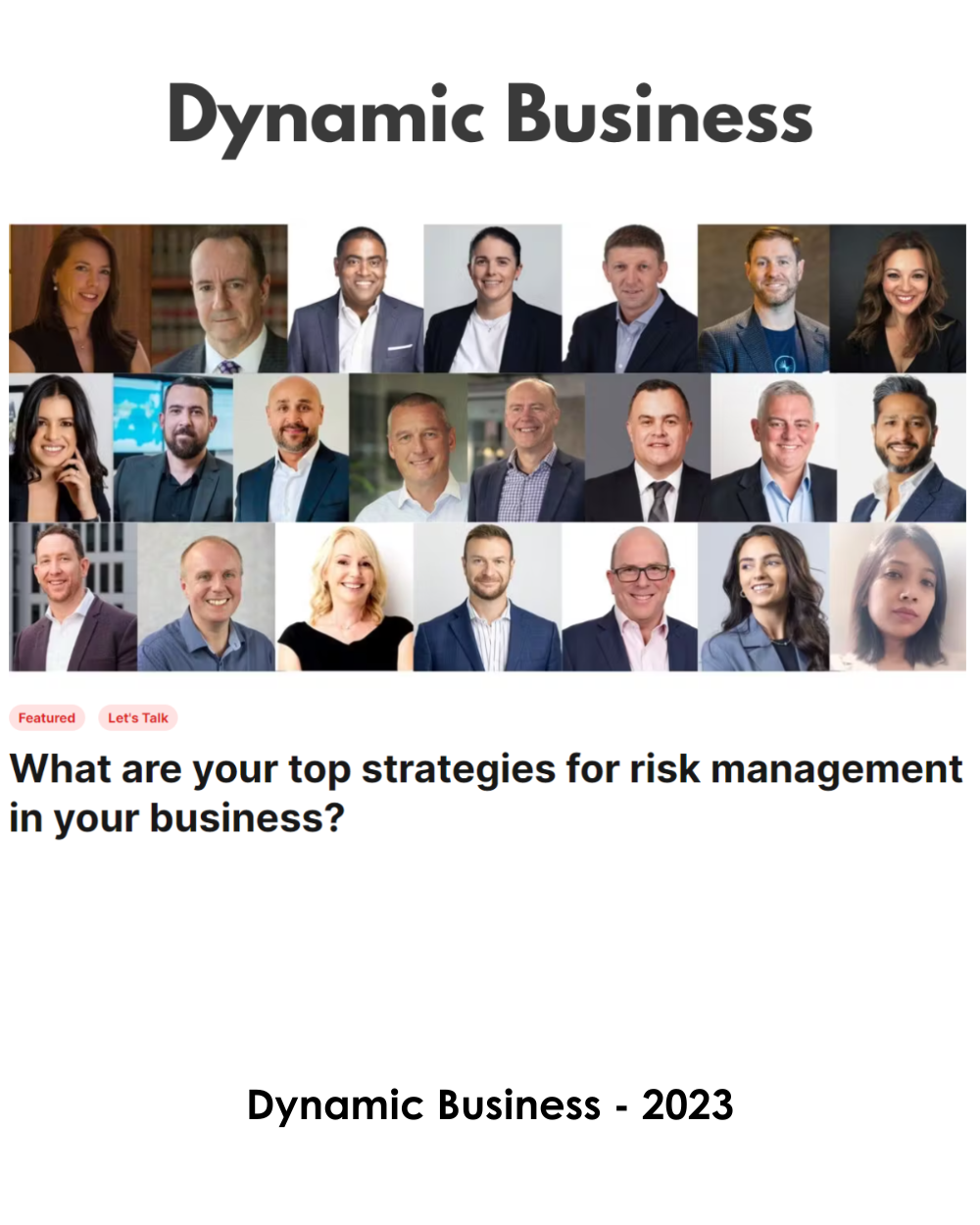 What are your top strategies for risk management in your business – Dynamic Business article thumbnail