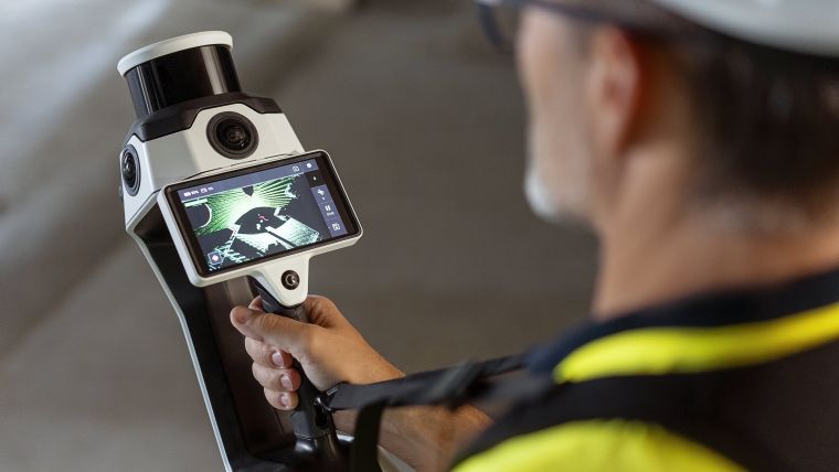 NavVis wearable mobile LiDAR capturing a large facility