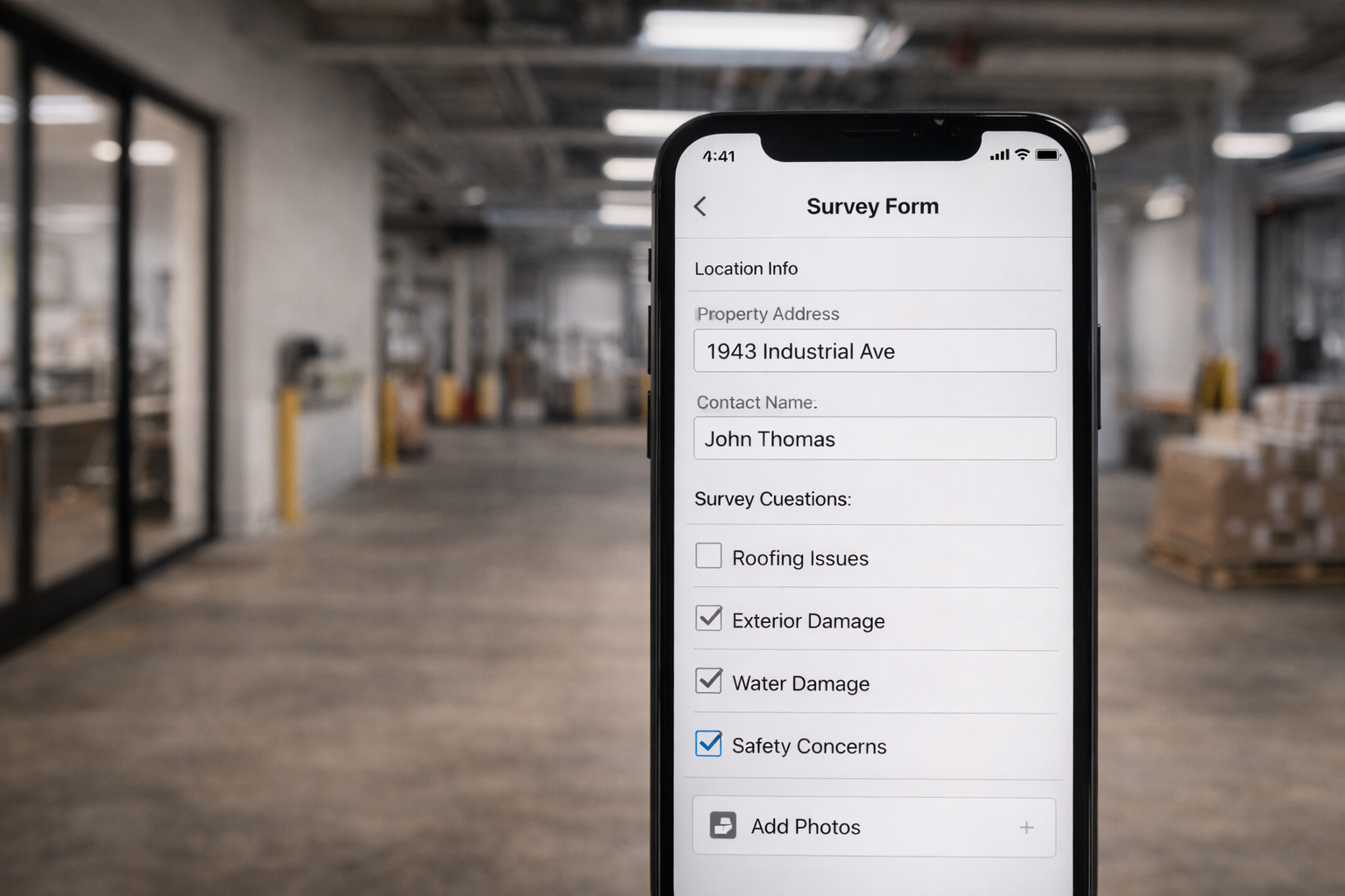 On-site SpaceSurvey with photos, scans, sketches, and sign-off