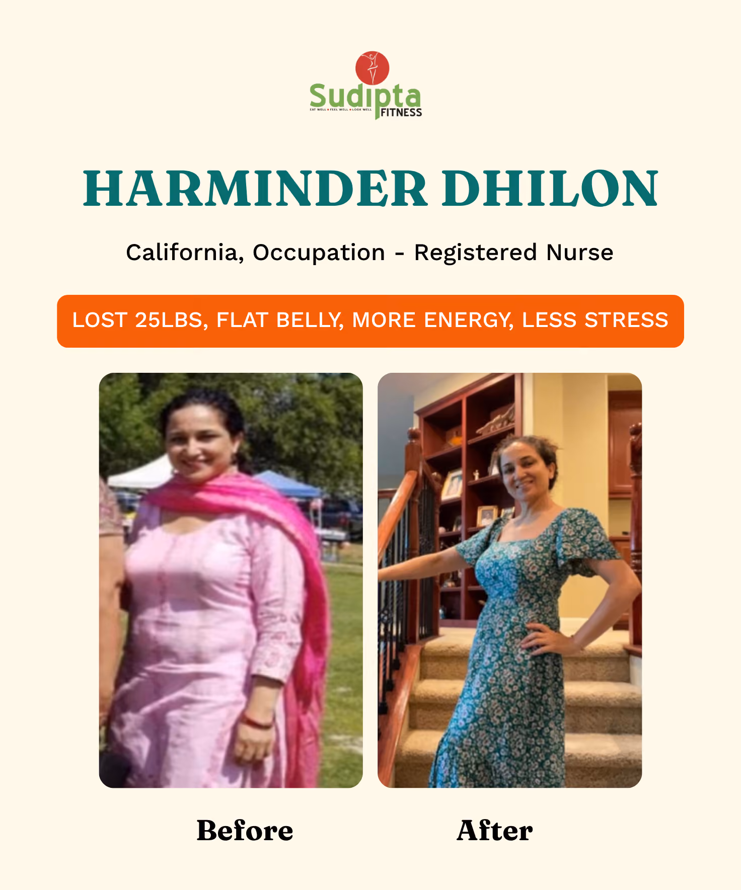 Sudipta Fitness client before and after weight loss result