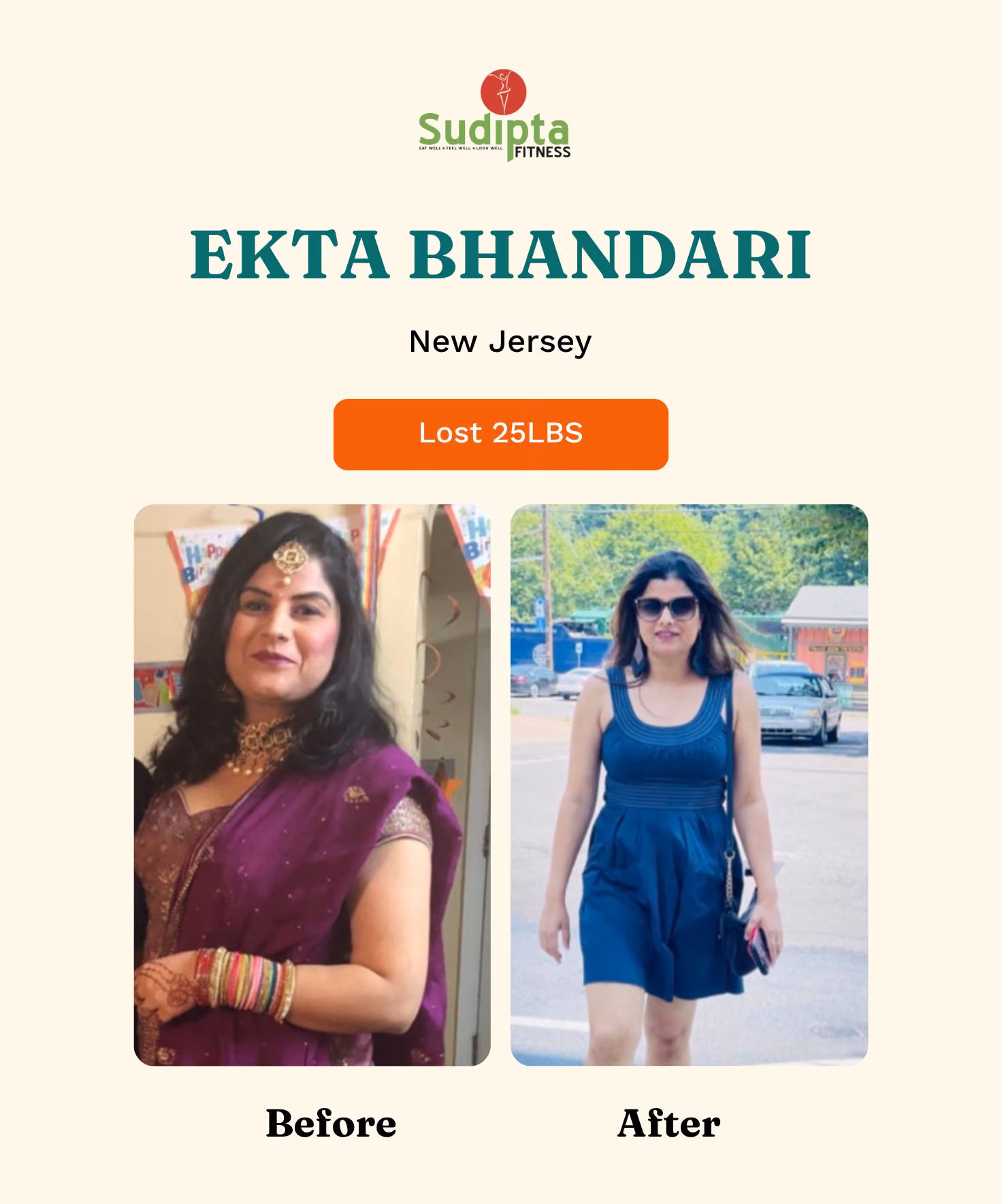 Sudipta Fitness client before and after weight loss result