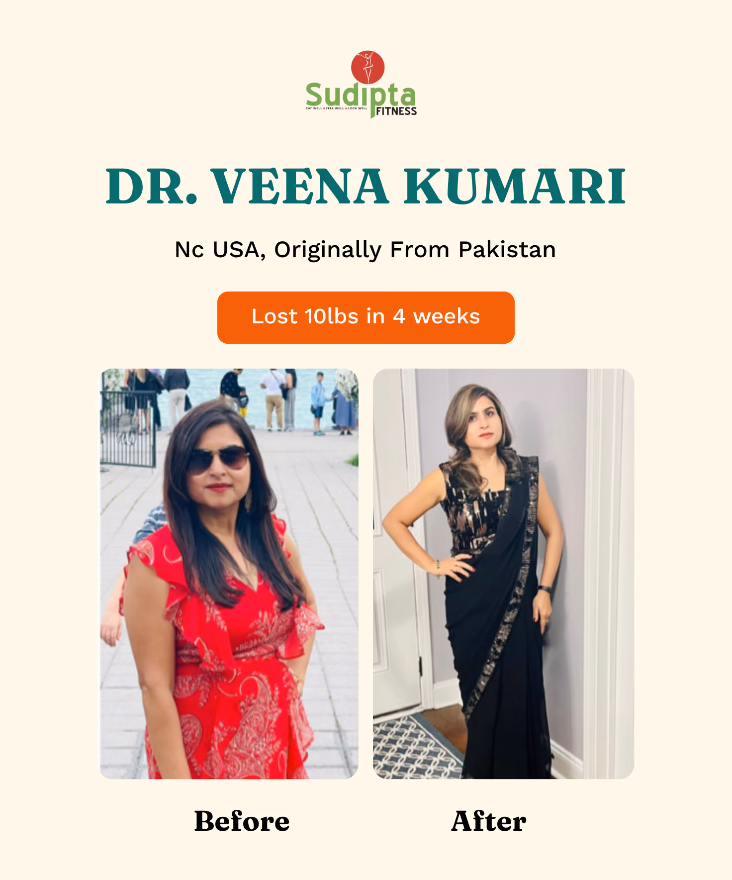 Sudipta Fitness client before and after weight loss result