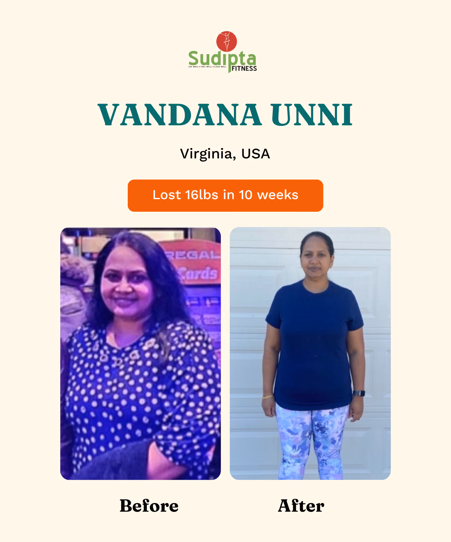 Sudipta Fitness client before and after weight loss result