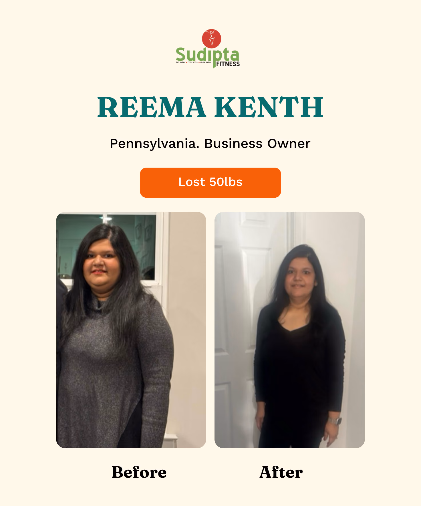 Sudipta Fitness client before and after weight loss result