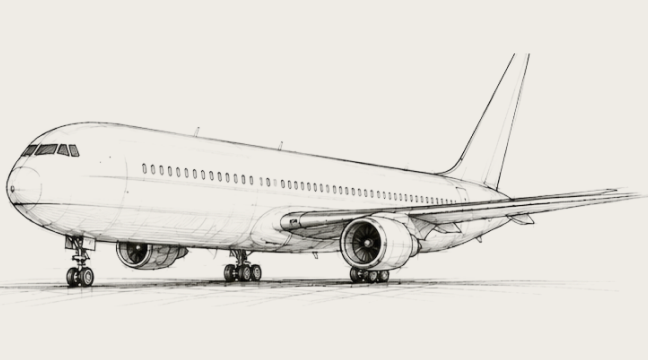 Wide body aircraft on the taxiway