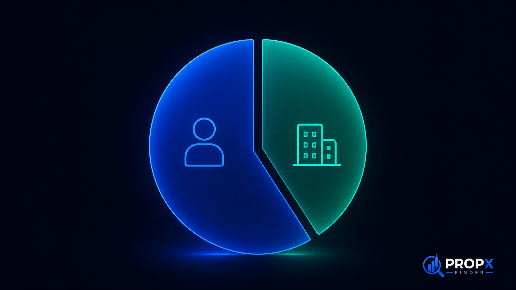 profit split infographic - funded trading account payout structure comparing profit share percentages